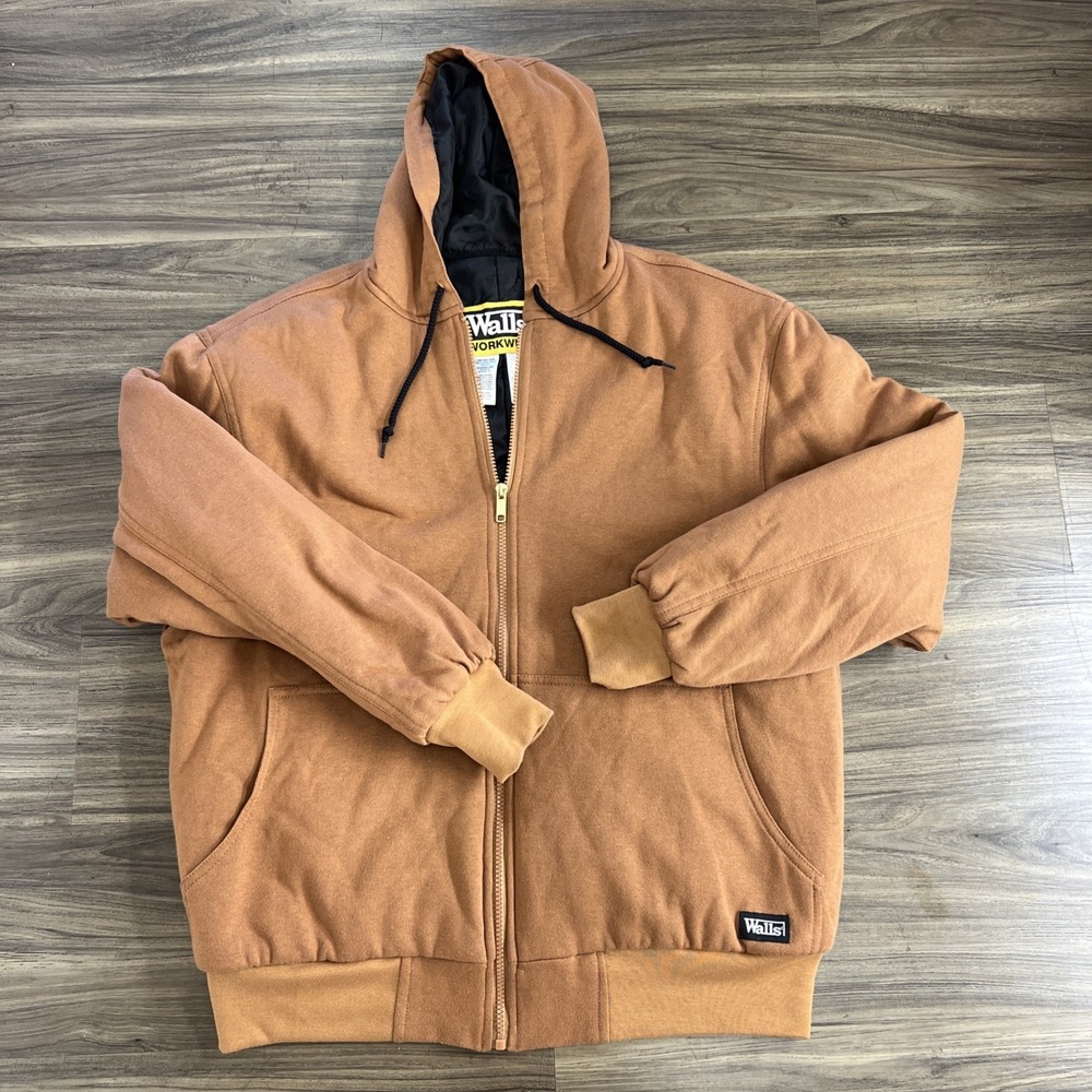 Walls Workwear Jacket Men's L Brown Full Zip Hoodie